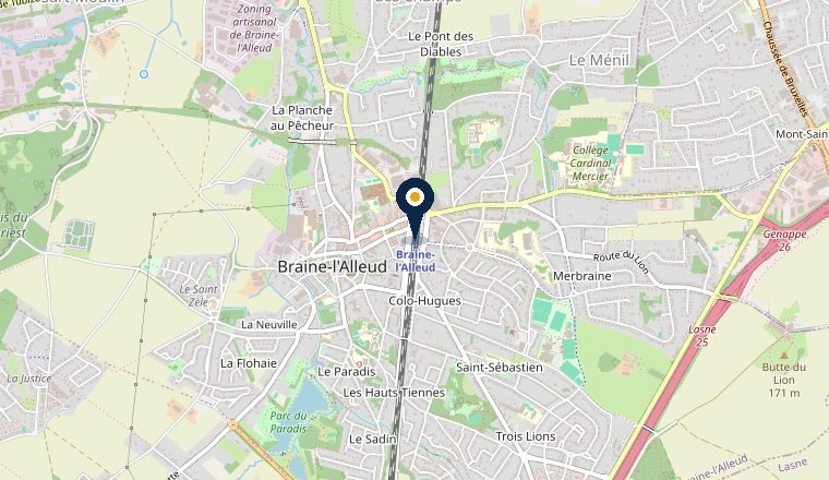 Carte de Braine-l'Alleud, zone d’intervention serrurier